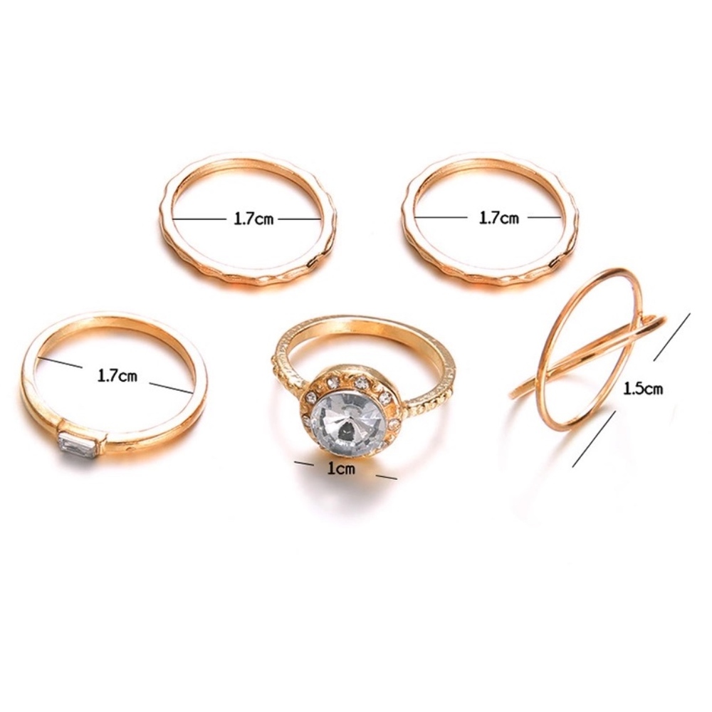 4 for $25 SALE!! 5 Piece Rhinestone Crystal Rings - Picture 6 of 7